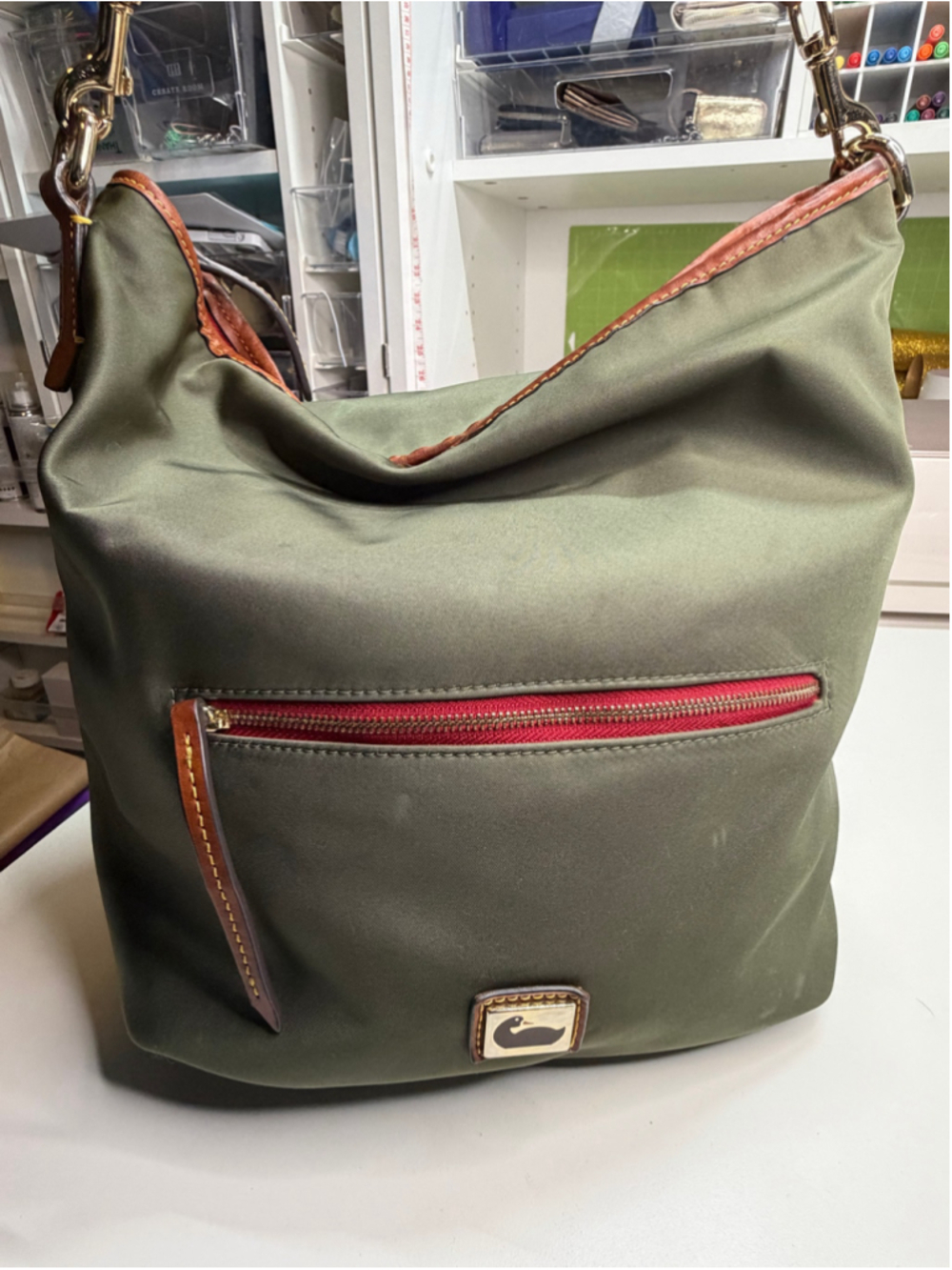 Women's Dooney & Bourke Nylon Hobo Bag One Size Green Brown